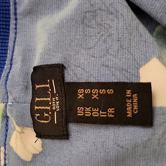 G.I.L.I. Short Sleeve Cobalt Blue Maxi Dress with Pink and White Flowers - XS - Picture 10 of 13